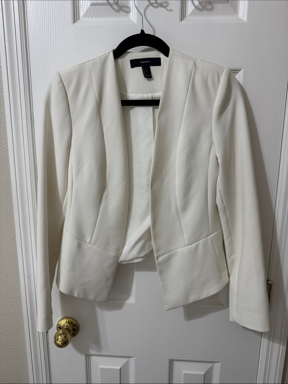 FOREVER 21 Women's White Open-Front Blazer Jacket